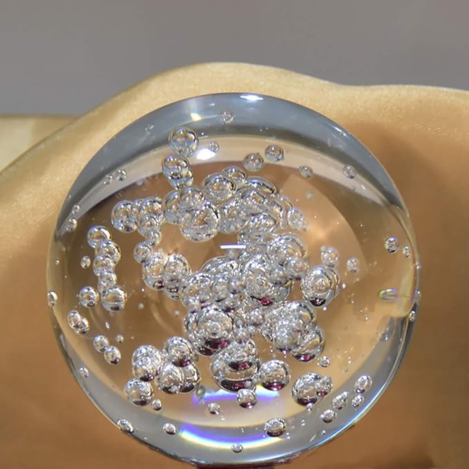 Crystal Ball Glass Globe Decor - Crystal Sphere with Stand & Gift Box, Clear Decorative Crystal Globe, 3D Crystal Ball for Home Decor Photography, Gazing Divination Fengshui Meditation, 2.3 inch/60mm