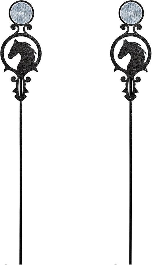 Touch of Class Pathways Reflective Driveway Marker Stake Set of Two for Outdoor Use | Horse Silhouette Design | Personalized Tall Reflector Set of 2 | Black Durable Finish