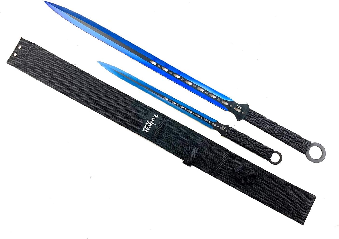 2-Piece Machete Set - 440 Stainless Steel Fixed Blades for Outdoor Use and Display - Blue