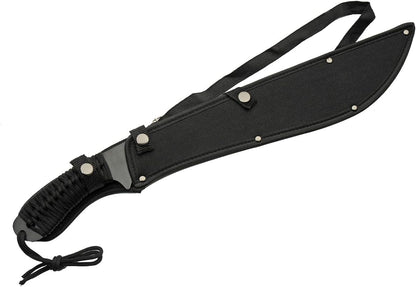 Szco Supplies 21” Full-Tang Curved Sawback Machete with Cord-Wrapped Handle, 420 Stainless Steel Blade, and Nylon Sheath for Camping, Hiking, and Survival