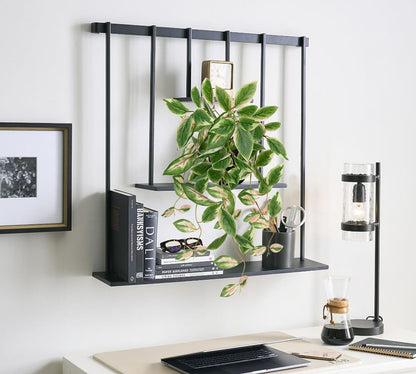 DILATATA Fake Plants Artificial Potted Plants 20 Inch Faux Peperomia Ivy Vine Plant Hanging Plant for Home Office Desk Shelf Indoor Outdoor Decor