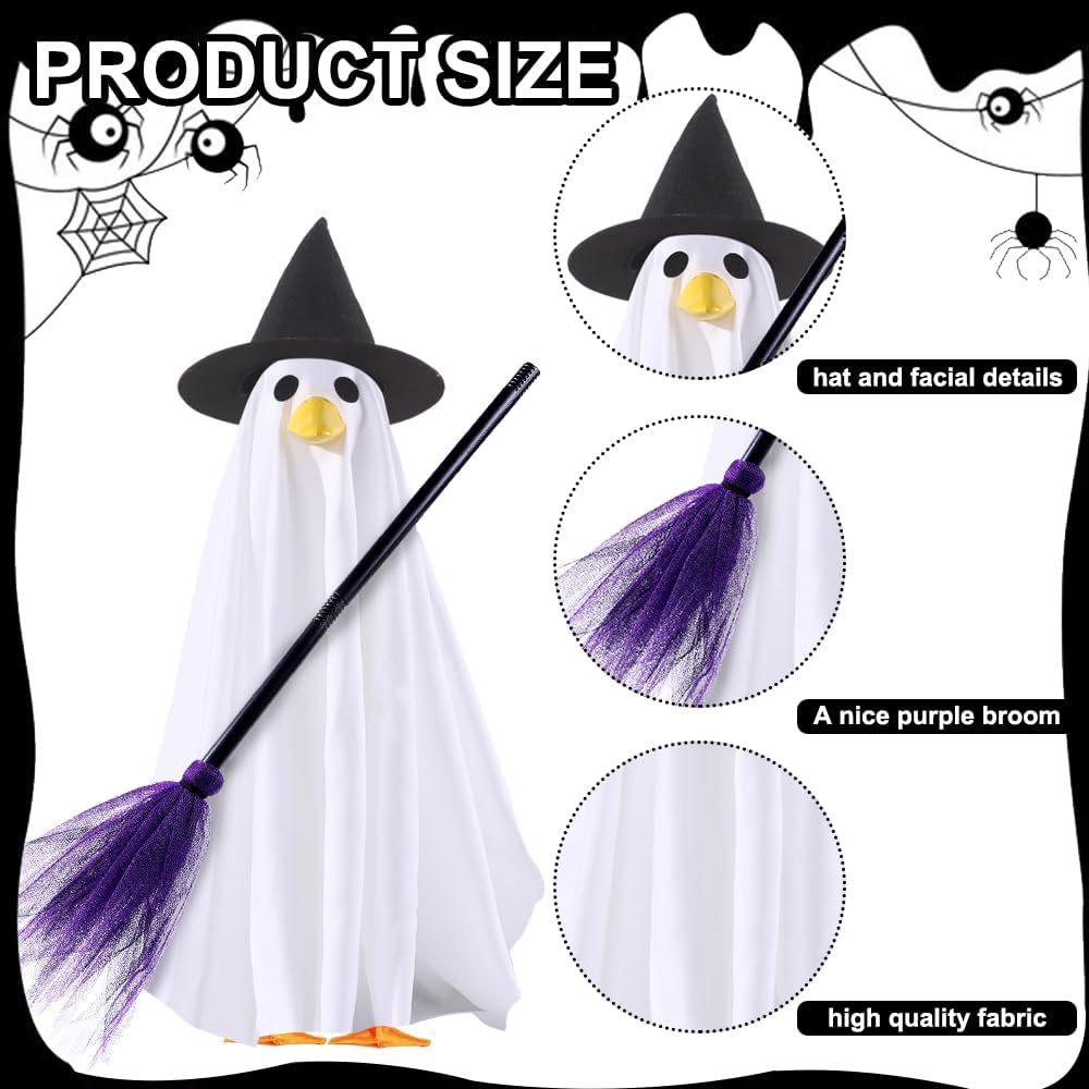 DIYDEC Halloween Ghost Goose Outfit Lawn Porch Goose Clothes Fall Halloween Goose Costume for 23" Geese Outdoor Patio Yard Lawn Decoration