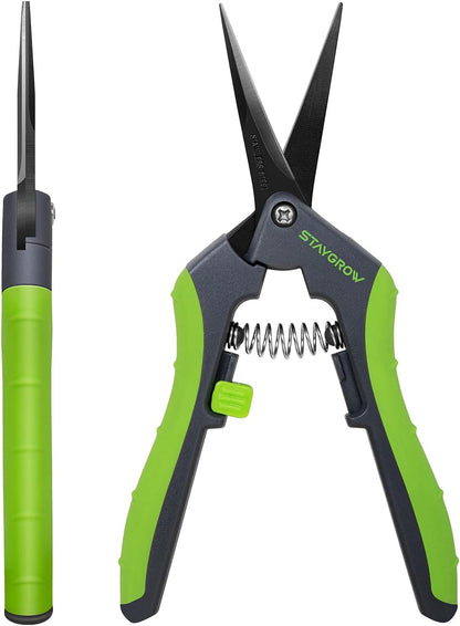 6.5" Gardening Scissors, Sharp Plant Trimming Scissors for Precise Cuts, Stainless Steel Pruning Shears Bonsai Clippers (2-Pack Straight)