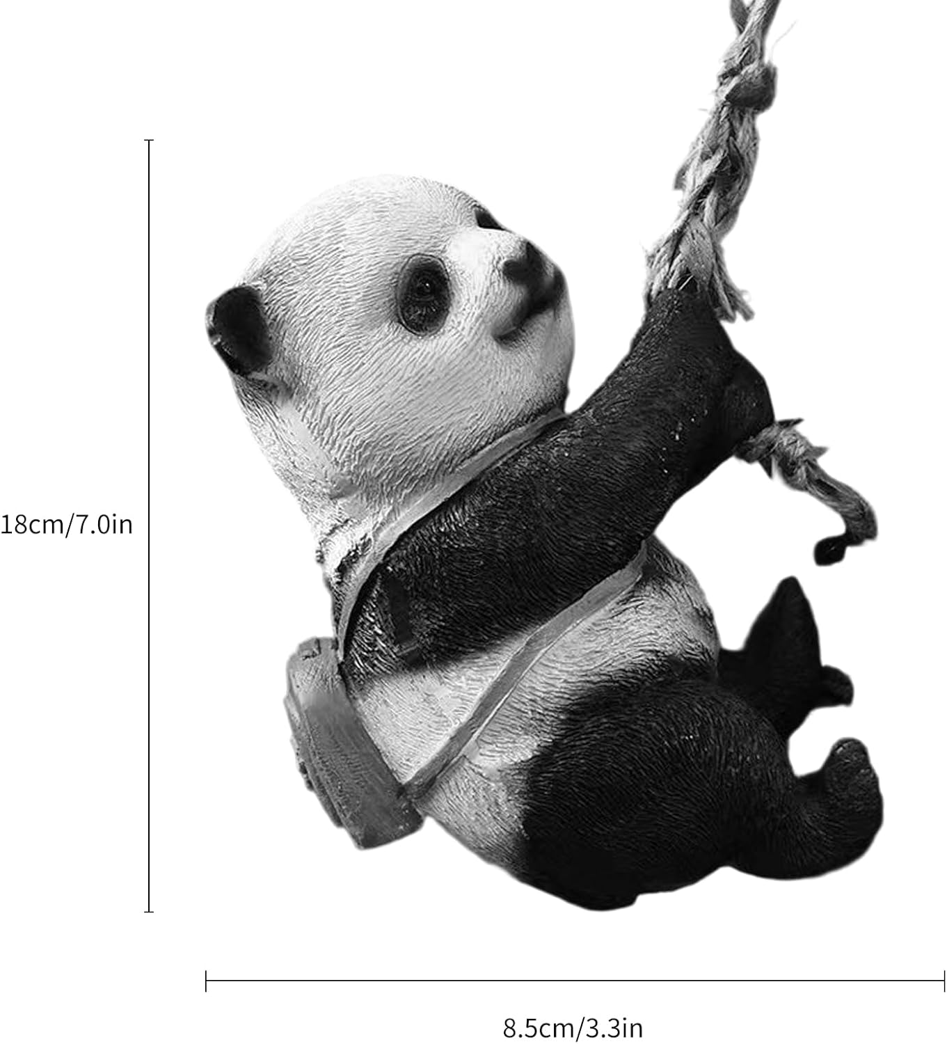 Outdoor Panda Resin Hanging - Rope Decor Statue, Animal Suspended Ornament, Ideal for Patio, Lawn & Courtyard Decoration, Housewarming Gift for Friends