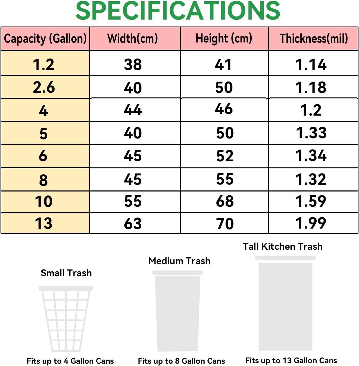 13 Gallon Trash Bags Drawstring, Pack of 20, Garbage Bags, 1.99Mil Thickness, 63x70cm, 16.8g/pcs, Unscented, Black