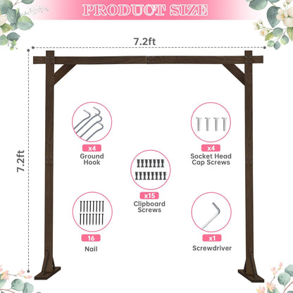 Wooden/Wood Arch 7.2FT for Wedding Ceremony, Arbor Backdrop Stand for Garden Parties, Indoor, Outdoor, Autumn Theme, Rustic Decorations