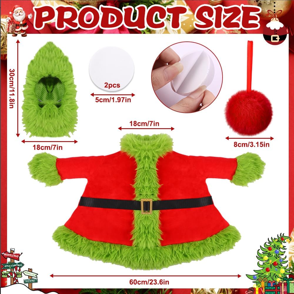 Christmas Winter Goose Outfit for 23" Porch Goose Holiday Red Green Cloths Costume Xmas Winter Outdoor Garden Patio Yard Lawn Art Decoration