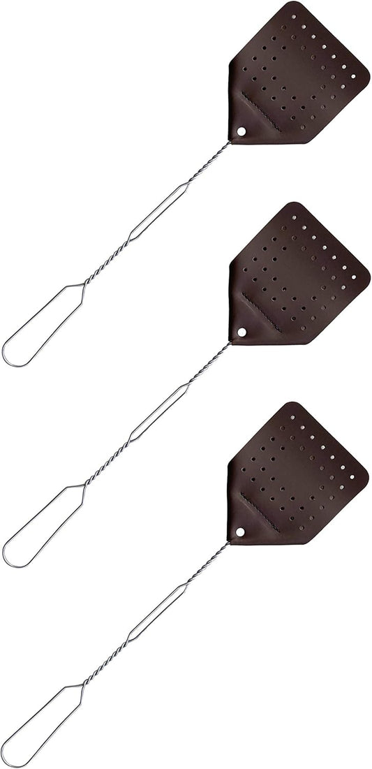 Leather Fly Swatter Set (3 Pack) – 17” Amish-Made Fly Swat w/Real Leather Paddle – Fly Swatters
