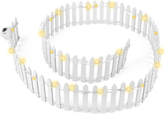 Mini Fairy Garden Fence, 35.5 Inch Cuttable Small Wood Picket Fence, DIY Miniature Accessories Decoration for Dollhouse, Crafts, Vegetable Platter, Cake(White)
