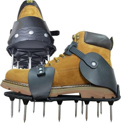 Lawn Aerator Shoes- with Upgraded Strap Design and Non-Slip Adjustable Snap-Soil Yard Aerator Tool for Aerating Patio Garden-Pre-Assembled Grass Aerator Shoes for Lawn