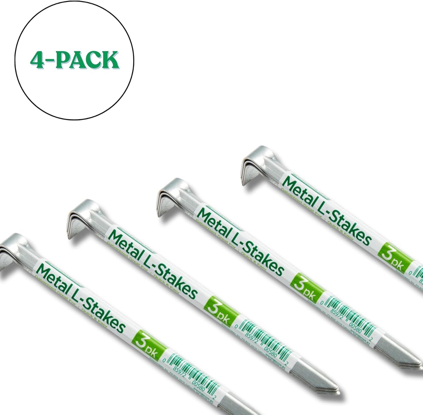 Greenscapes Metal L Stakes – 12-Pack (4 Bundles of 3) Heavy-Duty Garden Anchoring Stakes for Landscaping, Tents & Outdoor Projects