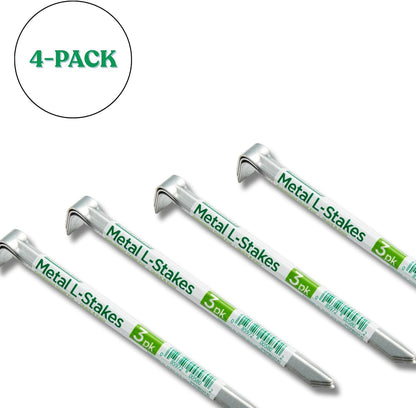 Greenscapes Metal L Stakes – 12-Pack (4 Bundles of 3) Heavy-Duty Garden Anchoring Stakes for Landscaping, Tents & Outdoor Projects