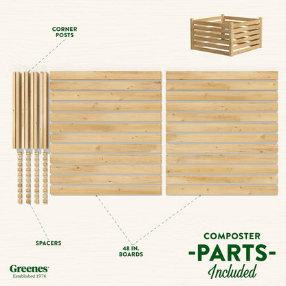 Greenes Fence Cedar Wood Composter, 23.25 Cu ft / 173.92 gallons - Made in USA with North American Cedar