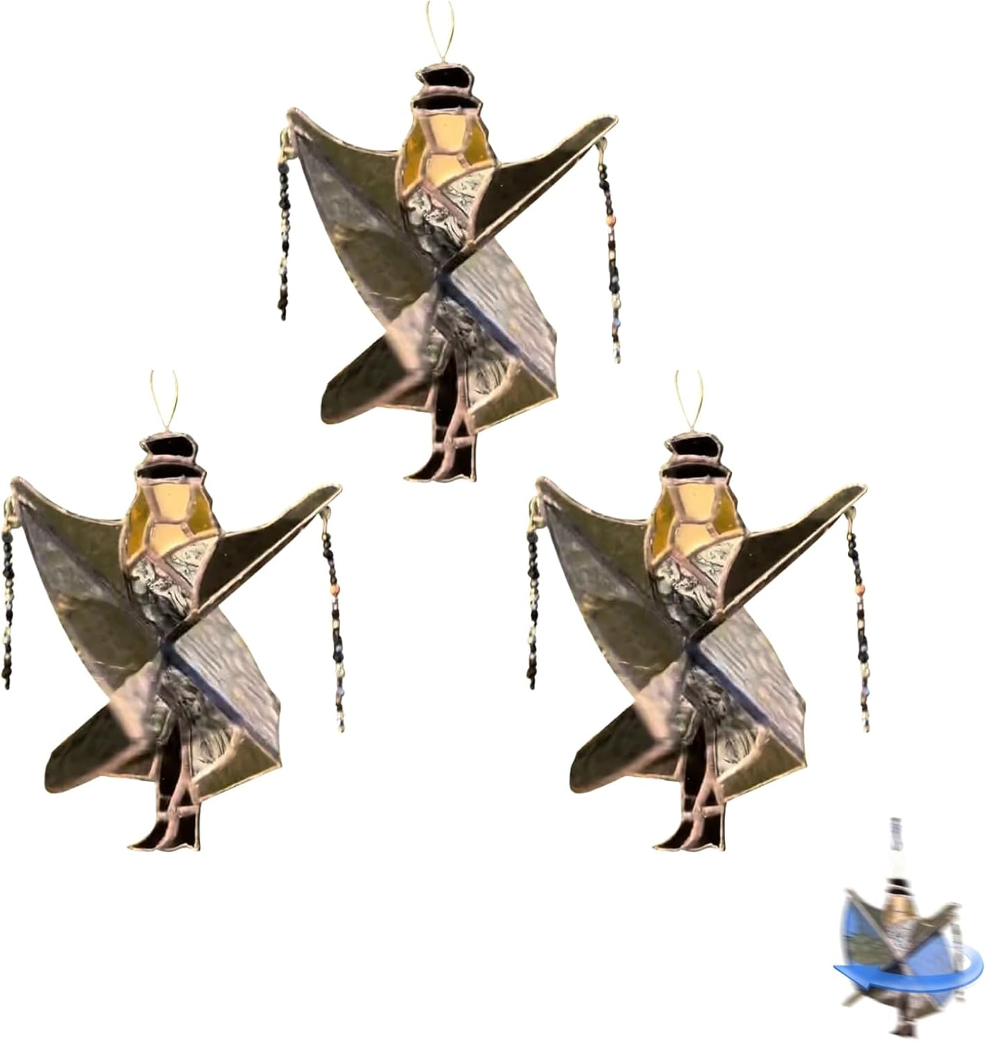 Dancing Lady Stained Glass Spinner, Stained Glass Suncatcher Decor, Decorative Wind Spinner for Window, Garden, Porch, Home Decoration (3PCS)