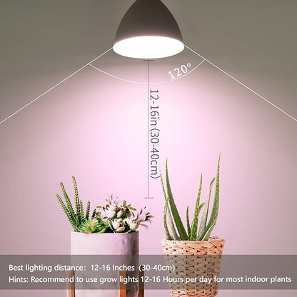 Smart LED Grow Light Bulbs with Remote Controller, Sun Mode, Built-in Daily Auto Timer, 4500K, A21/A70 E26/E27 9W Dimmable Full Spectrum Grow Bulbs for Indoor Plants, 2 Pack