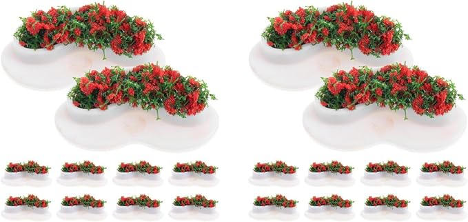LOGOFUN 20PCS Miniature Flower Beds Dollhouse Garden Planters Mini Flower Bed Park Bench for Micro Landscape Furniture Outdoor Accessories - 1.3X0.6in