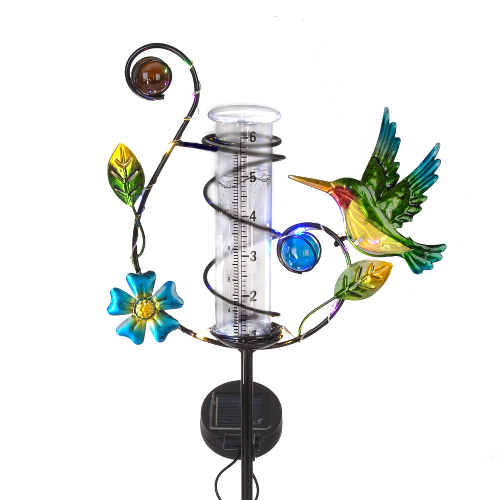 Stargarden Hummingbird Rain Gauge Outdoor Solar LED Lights Rain Gauge