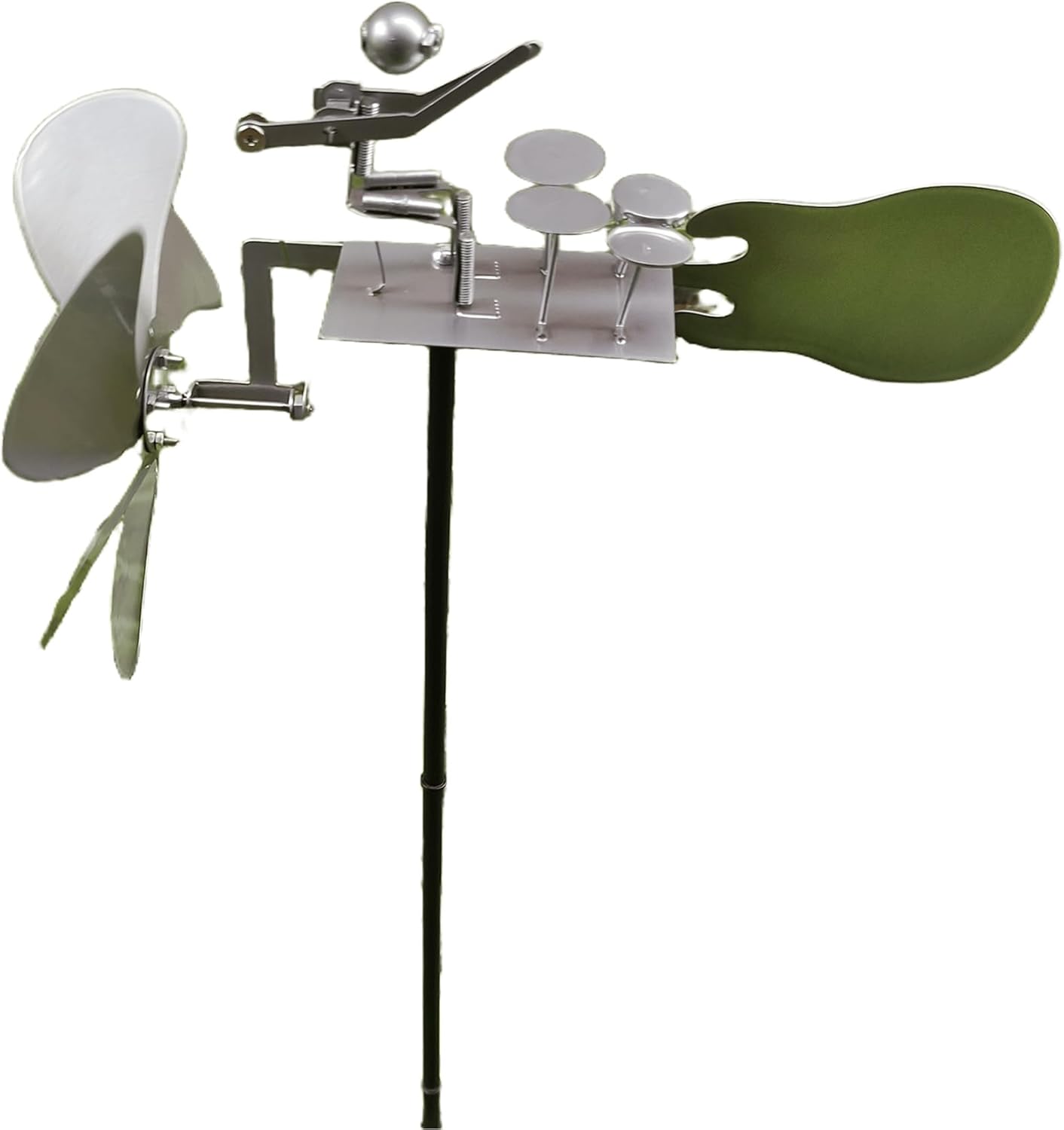 Handmade Metal Drummer Rock Band Windmill, Wind Powered Kinetic Sculpture, Garden Outdoor Wind Mill Spinner for Yard Lawn Garden Patio Rockin Art Figurine Decor (Silver)