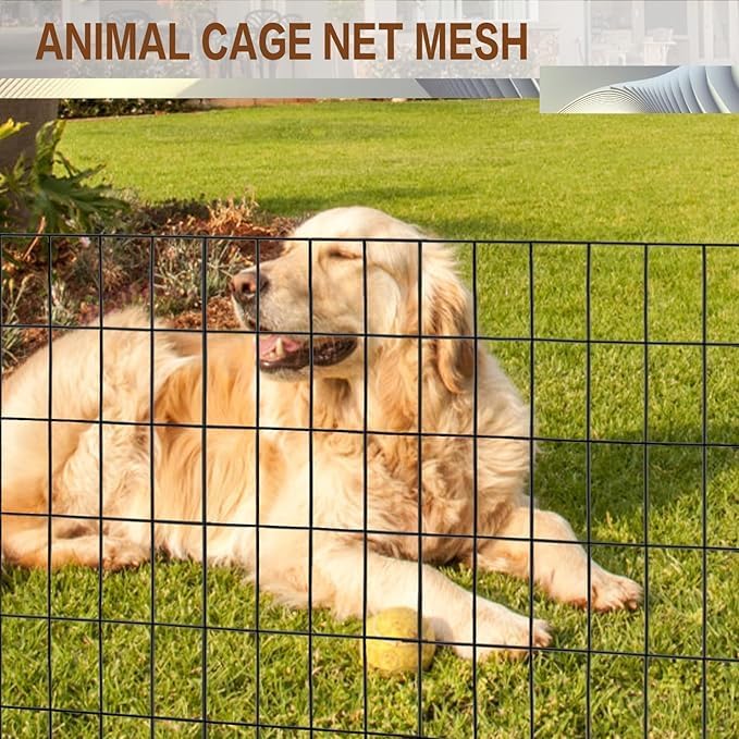 Tongmo 4 ft x 50 ft Black PVC Coated Welded Wire Fence, 16GA Garden Chicken Wire Fence Roll, Mesh Size 2" x 4" Hardware Cloth, Ideal for Yard Protection and Poultry Netting
