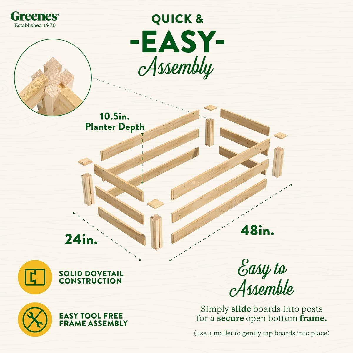Greenes Fence Original Cedar Raised Garden Bed, 2' x 4' x 10.5" (2-Pack) - Made in USA with North American Cedar