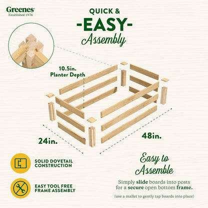 Greenes Fence Original Cedar Raised Garden Bed, 2' x 4' x 10.5" (2-Pack) - Made in USA with North American Cedar
