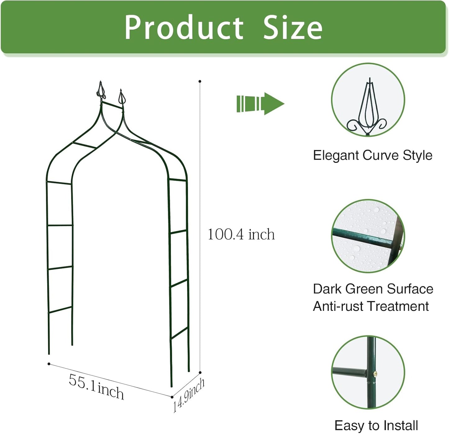 8.3 Ft H x 4.6 Ft W Metal Pergola Arbor for Various Climbing Plant Wedding Garden Arch Bridal Party Decoration Wide Arbor