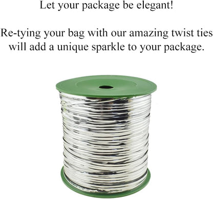 HAHIYO 350Yards/1050Feet/320M Silver Metal Twist Ties Bread Candy Coffee Bag Ties Plant Garden Twist Ties for Cellophane Treat Bag Gift Wraping Bag Plastic Bag Halloween Party Cake Present Art Craft