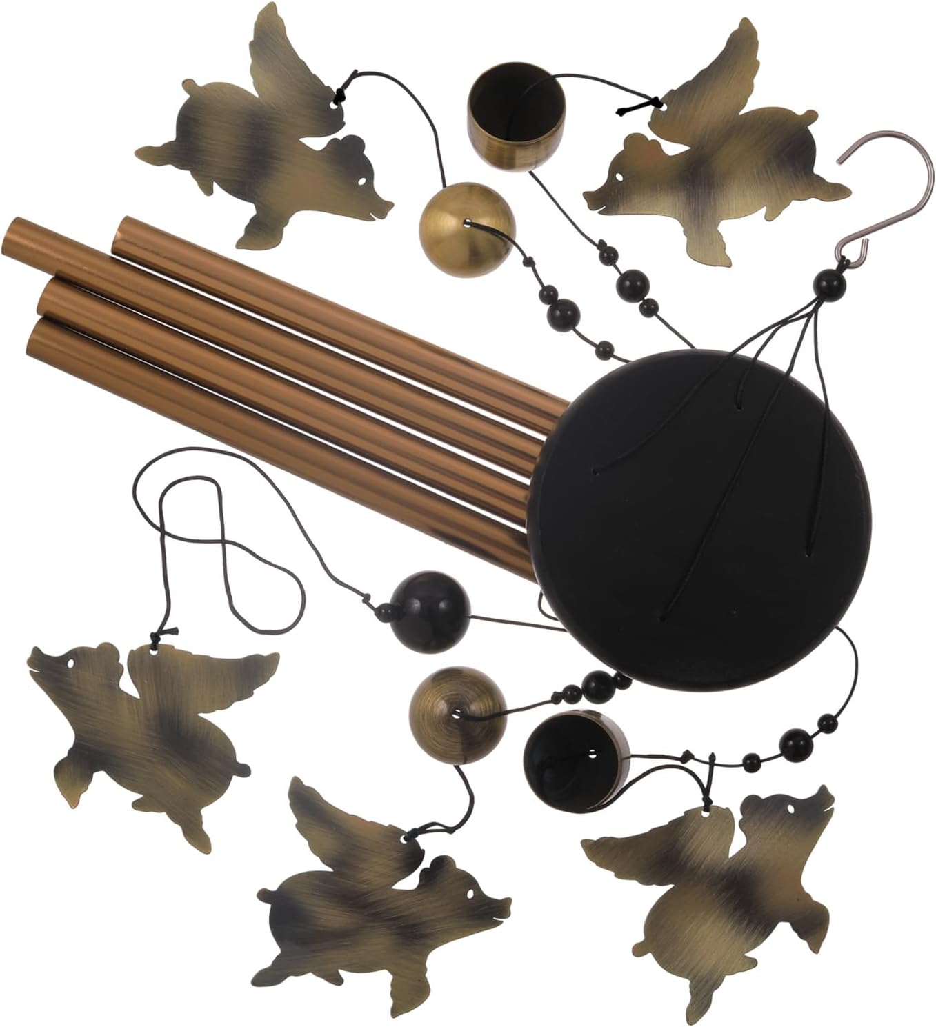 Fly Pigs Wind Chimes Outdoor Decor - with 4 Tubes 5 Pigs Wind Chime, Mobile Romantic Flying Pigs Wind Catcher, Garden Pigs Windchimes for Home, Mom Gifts, Balcony, Tree, Festival, Garden Decoration
