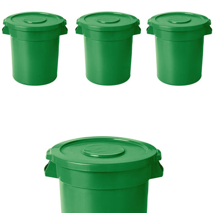 PRO&Family 20 Gallon Trash Can with Lid Round Ingredient Storage Containers Recycling Bin Kitchen Garbage Can Office Garbage Can Trash Barrel Plastic Barrel Yard Waste Bin Outdoor Trashcan (4, Green)