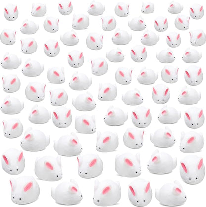 Marsui 100 Pcs Bunny Miniatures Figurines Rabbit Miniature Accessories Easter Garden Landscape Garden Rabbit for Easter Garden Accessories Dollhouses Decoration(Cute Rabbit)