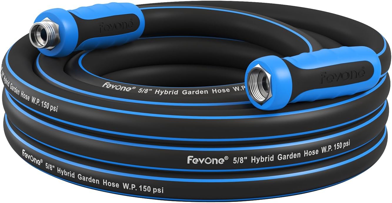 Fevone 6 ft x 5/8" Leader Hose for Hose Reel Connector, 150 PSI Heavy Duty Lead-In Hose with swivel handles and 3/4" Solid Aluminum Fittings