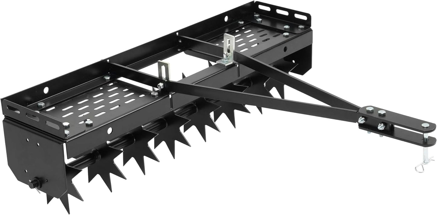 32" Tow Behind Spike Aerator Tool W/ 8 Spikes, Hitch Pin Attach to Lawn Tractor, Most ZTRs, ATVs Soil Mower Hitch, Lawn Soil Penetrator for Gardens, Lawns, Farms