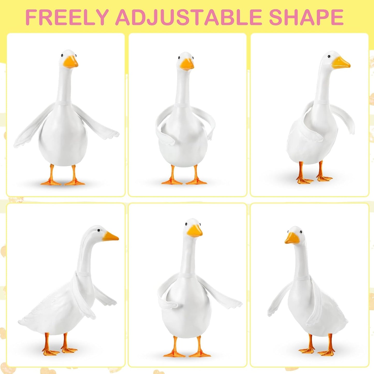 2 Pcs Poseable Goose Wings for 15”- 20" Porch Lawn Goose Outfit Accessories Poseable White Wings for Outdoor Patio Yard Lawn Art Decoration (Wave Edge)