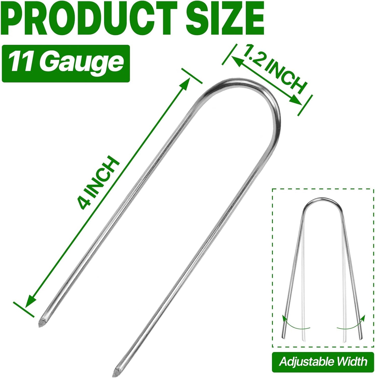U Shape Garden Stakes 90 Packs 4 Inch 11 Gauge Irrigation Tubing Stakes, Heavy Duty Galvanized Landscape Staples for Tube, Lawns, Landscape Fabrics,Irrigation Hose and Weed Barriers