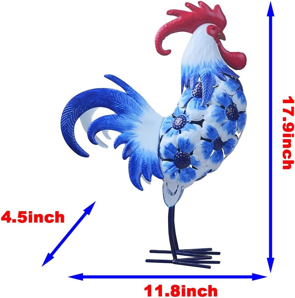 Rooster Statue Chicken Animal Sculpture Garden Decoration Metal Yard Art for Patio Lawn Backyard Outdoor Indoor Decoration