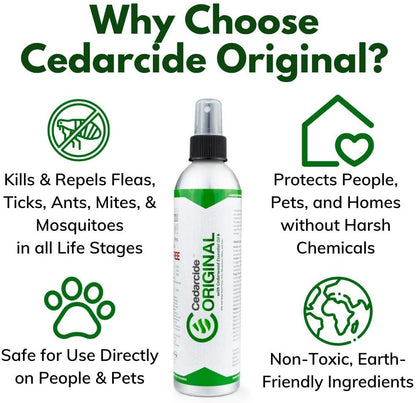 Cedarcide Original Bug Spray | Repel & Kill Fleas, Ticks, Mosquitoes, Mites, Ants & Chiggers | for use on People, Pets & Home | Natural Cedar Oil | Large Size Kit