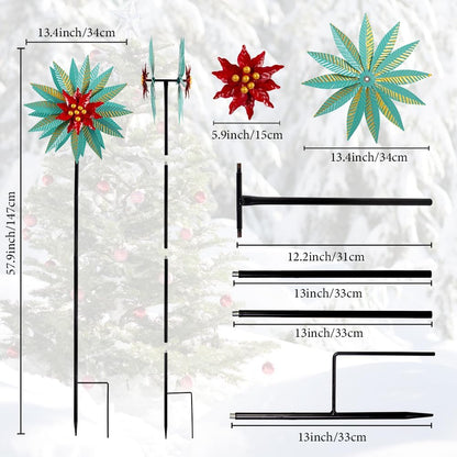 Christmas Wind Spinners Outdoor,57.9 Inches Metal Wind Spinners for Yard and Garden Xmas Windmill for Patio,Lawn & Yard