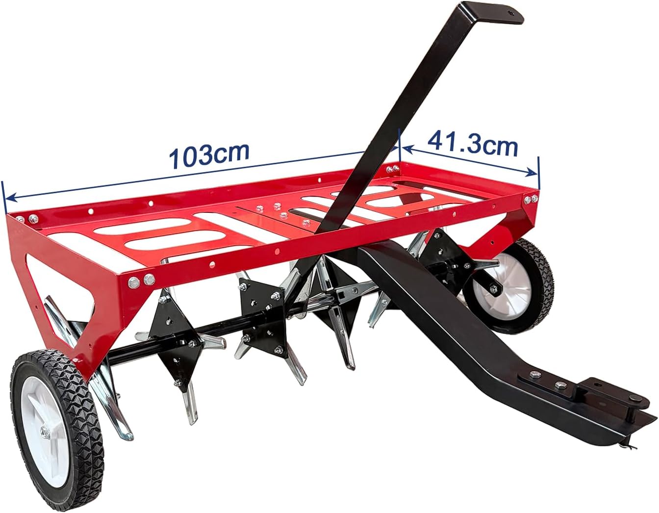 kerlista Tow Behind Lawn Plug Aerator and Heavy Duty Lawn Aerator for Tractors Ride-On Mowers and ATVs and Durable Steel Construction 40-Inch Working Width 3-Inch Spike Depth-Red