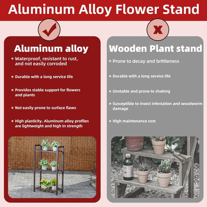 Plant Stand for Versatile Decor - Indoor/Outdoor Aluminum Stand with 300 LBS Strength, Sized L21.6 x W11.8 x H38.5 inch - Perfect for Patios, Gardens, Living Rooms
