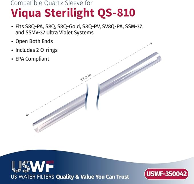 S810-QL Replacement UV Lamp/Sleeve | Fits the VIQUA S8Q, SV8Q-PA, & SSM-37 Series UV Systems | Made in the USA, US Water Filters