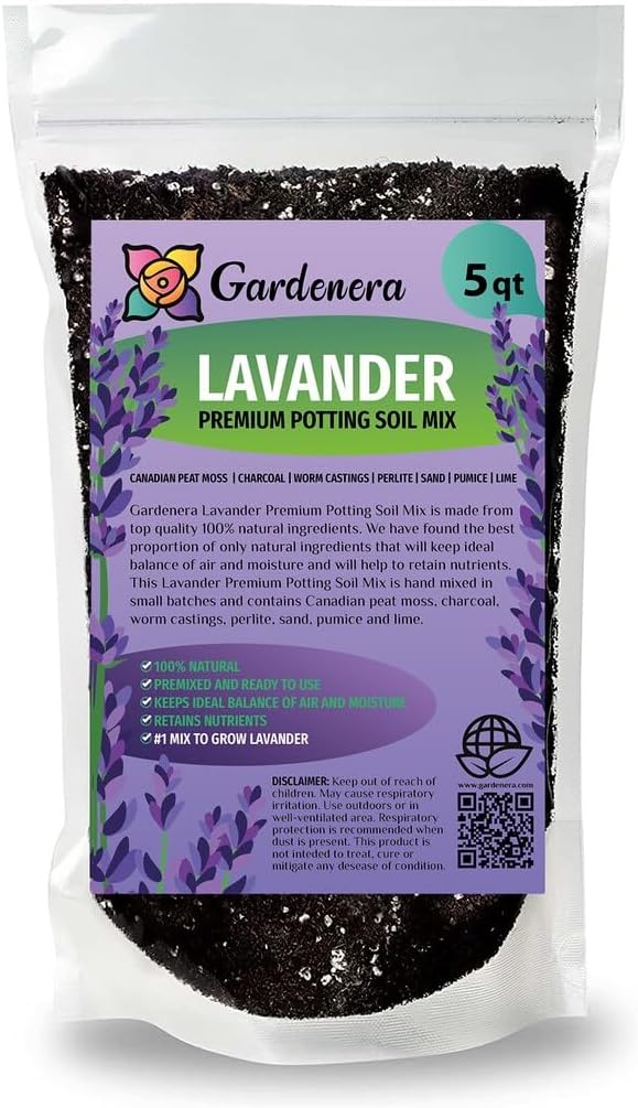 Premium Lavender Potting Soil by Gardenera - Unlock The Full Potential of Your Lavender Plants - 5 QUARTS
