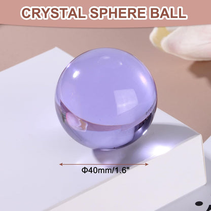 uxcell 40mm/1.6" Crystal Sphere Ball Glass Solid Decorative Sphere Crystal Ball Prop Ornament for Feng Shui Divination Fortune Telling Tabletop Fountain Decoration, Purple