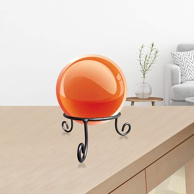 Black Iron Gazing Globe Stand, Wrought Iron Sphere Holder, Crystal Ball and Glass Bowl Display