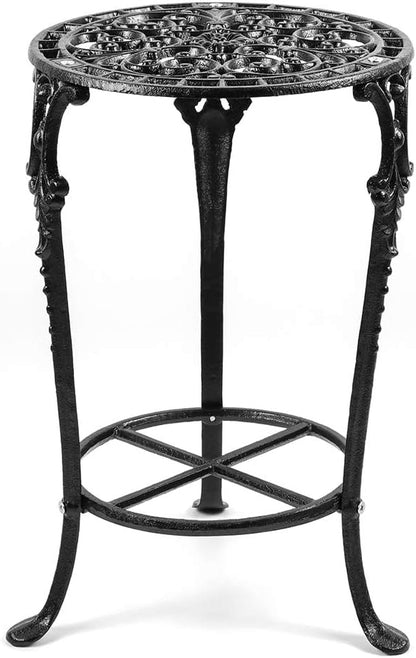 MDLUU Plant Stand 18.8 Inches Tall, Cast Iron Potted Plant Stand, 2-Tier Metal Planter Stand, Flower Pot Stand for Living Room, Bedroom, Kitchen Decor (Black)