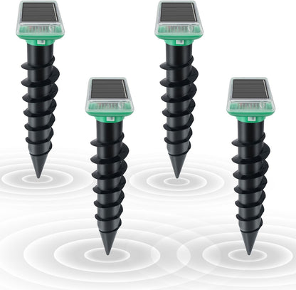 Mole Repellent Solar Powered, IP67 Waterproof Solar Mole Repellent Ultrasonic Snake Repellent Deterrent Gopher Vole Snake Pest and Other Rodent Animals, Get Rid of Moles, Groundhogs