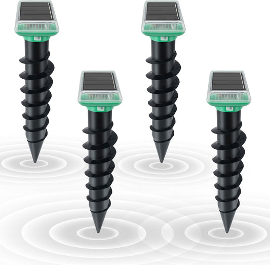 Mole Repellent Solar Powered, IP67 Waterproof Solar Mole Repellent Ultrasonic Snake Repellent Deterrent Gopher Vole Snake Pest and Other Rodent Animals, Get Rid of Moles, Groundhogs