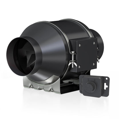 Toolazy Quiet 4" Inline Duct Fan 214 CFM Ventilation Exhaust Fan EC Motor and External 0-100% Variable Speed Controller for Heating Cooling Booster, Grow Tents, Hydroponics
