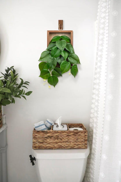 DILATATA Artificial Hanging Plants with Wooden Frame 2 Pack Faux Pothos Leaves Hanging Vine Greenery Plants for Living Room Bedroom Farmhouse Office Home Decor