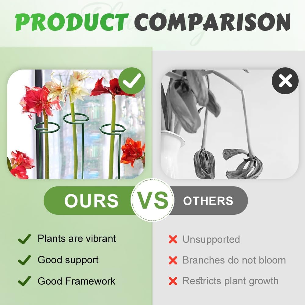 4/8/12 Pack Plant Stakes, 16/24/36 Inch Plant Support Stakes, 2025 New Plant Sticks Support, Flower Stakes for Plants Peony, Tomato Seedling, Marigold, Amaryllis, Sapling, Coreopsis (24 Inch-4 Pack)