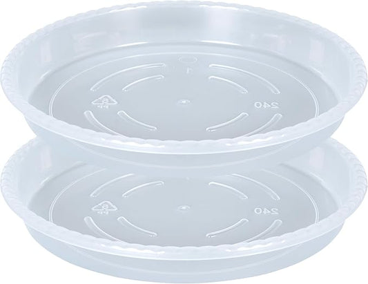 Plant Saucer 2 Pack of 12 inch, Clear Plastic Flower Plant Pot Saucer, Heavy Duty Plant Drip Trays Saucers for Indoor, Plant Water Tray for Planters